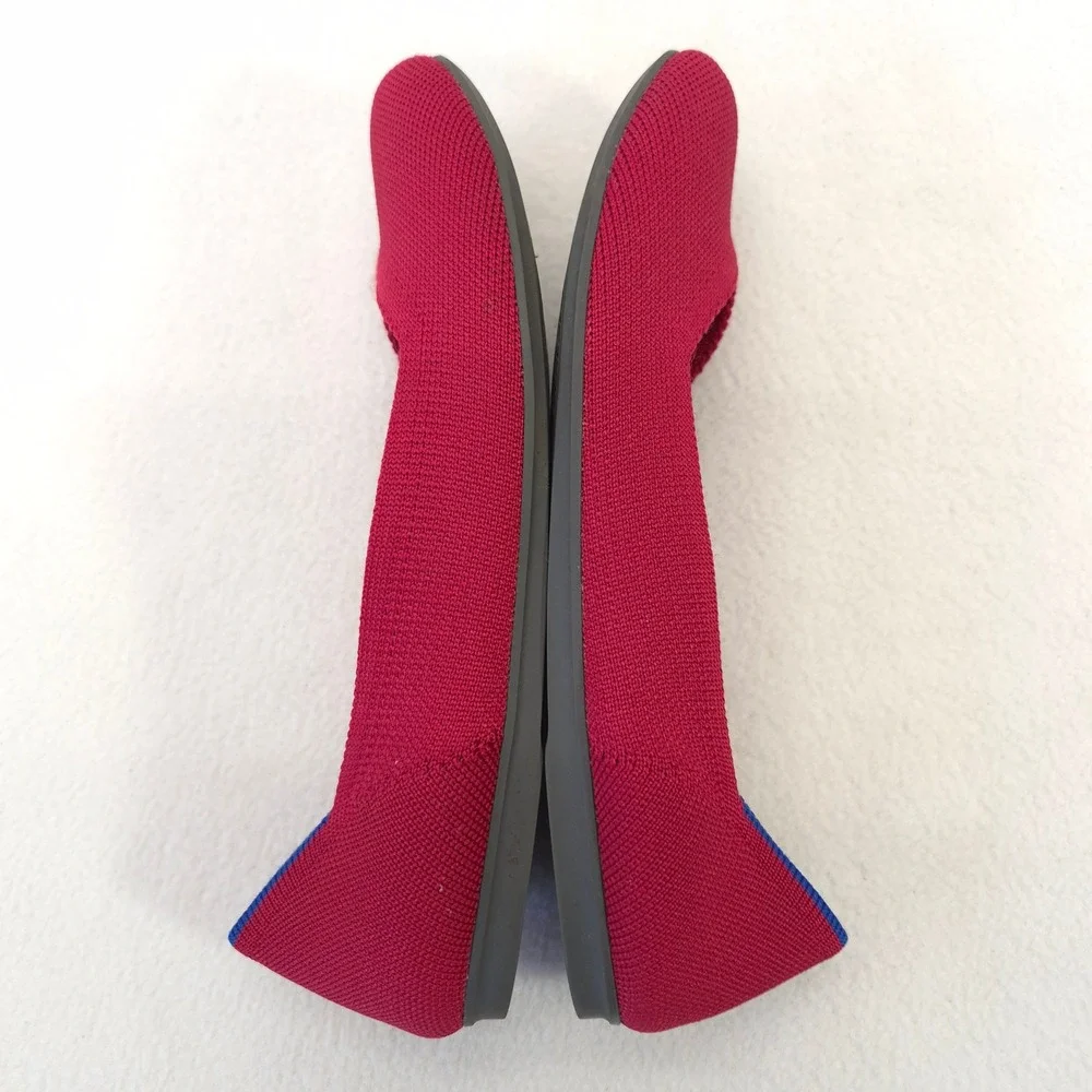 Rothys The Flat Red Knit Round Toe Ballet Flats Womens 6